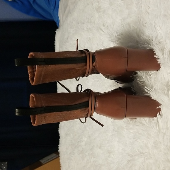 Stuart Weitzman Veruka Leather Lace Up Boots Size 36.5 Color Dark Tan - Picture 3 of 15